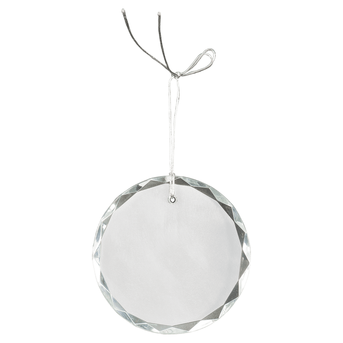 Personalized 3 in Faceted Crystal Ornament - Clear, Round: blank crystal ornament