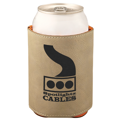 Light Brown: can cooler with a sample laser engraving