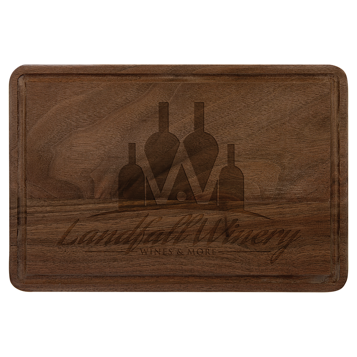 Personalized 9 x 6 in Walnut Cutting Board - Walnut: cutting board with a sample laser engraving