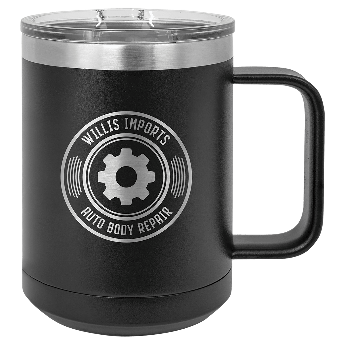 Custom Polar Camel 15 oz Coffee Mug - Black: coffee mug with a sample laser engraving