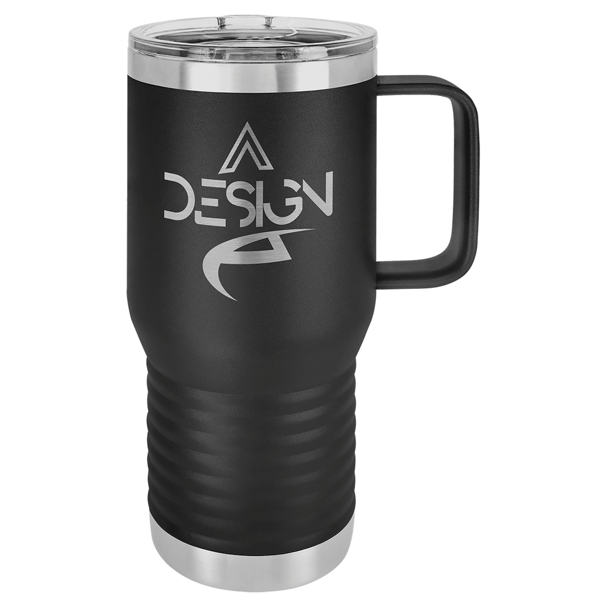 Custom Polar Camel 20 oz Travel Mug - Black: travel mug with a sample laser engraving