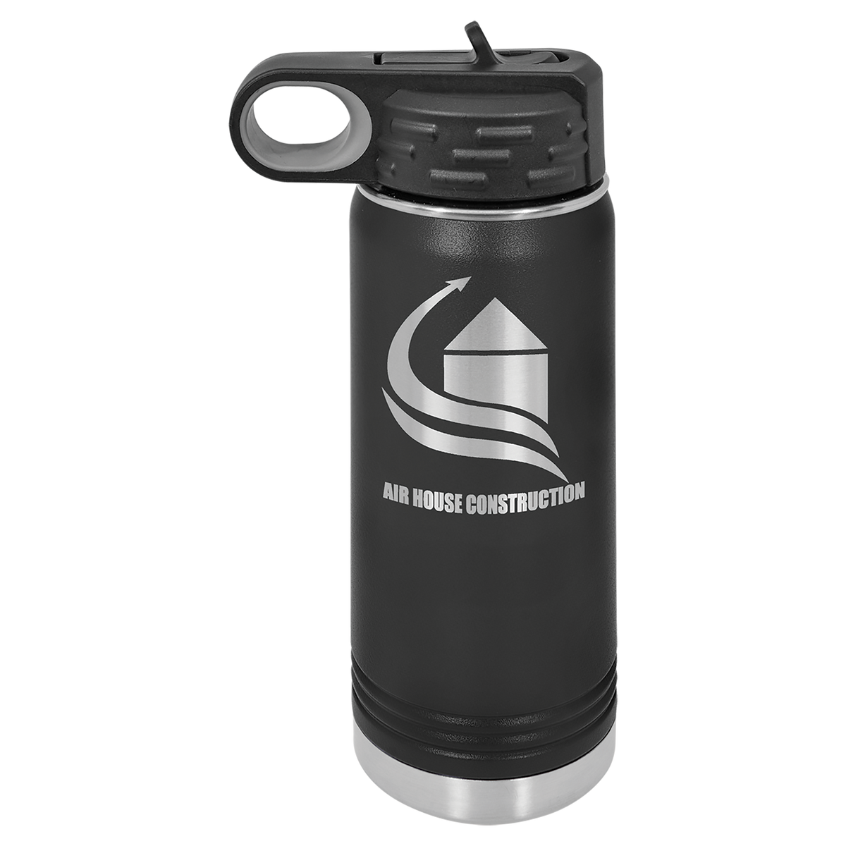 Custom Polar Camel 20 oz Water Bottle - Black: water bottle with a sample laser engraving