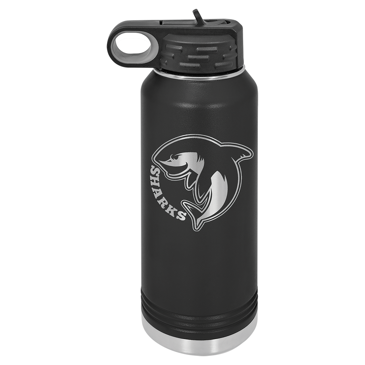 Custom Polar Camel 32 oz Water Bottle - Black: water bottle with a sample laser engraving