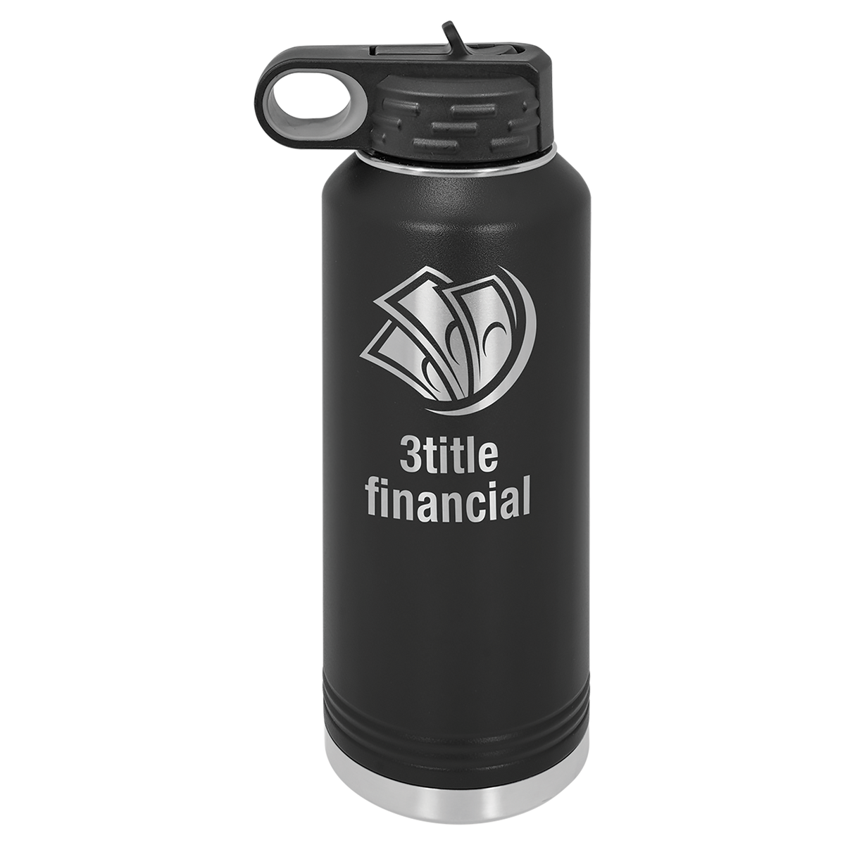 Custom Polar Camel 40 oz Water Bottle - Black: water bottle with a sample laser engraving