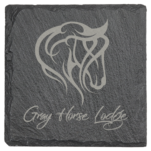 Slate / Square: slate coaster with a sample laser engraving
